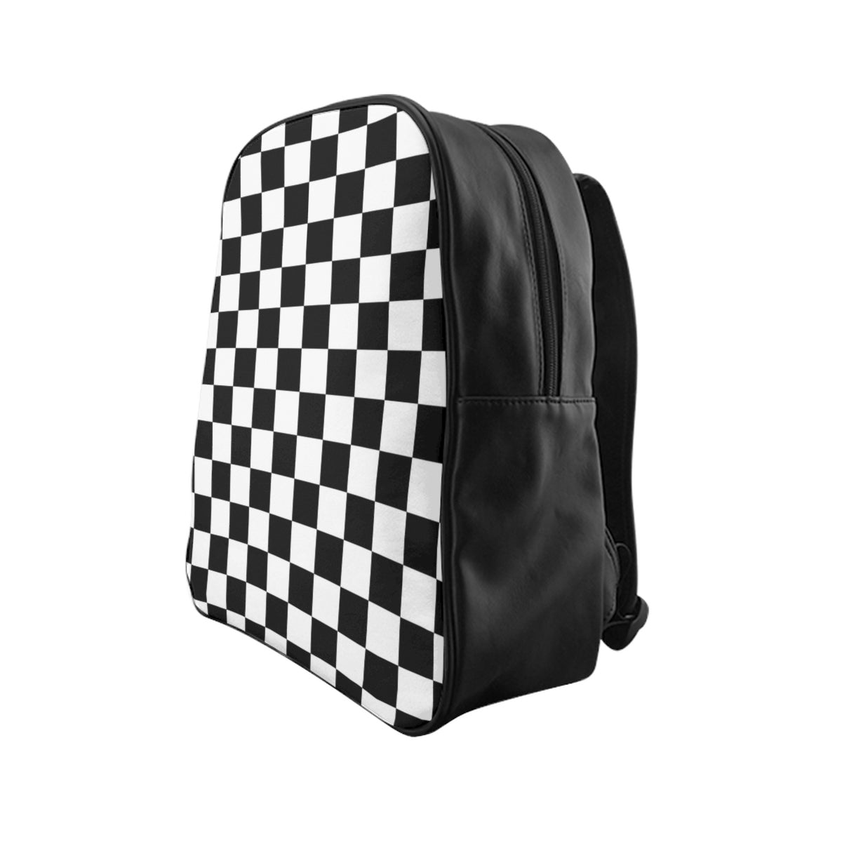 Checkered Backpack with Leather