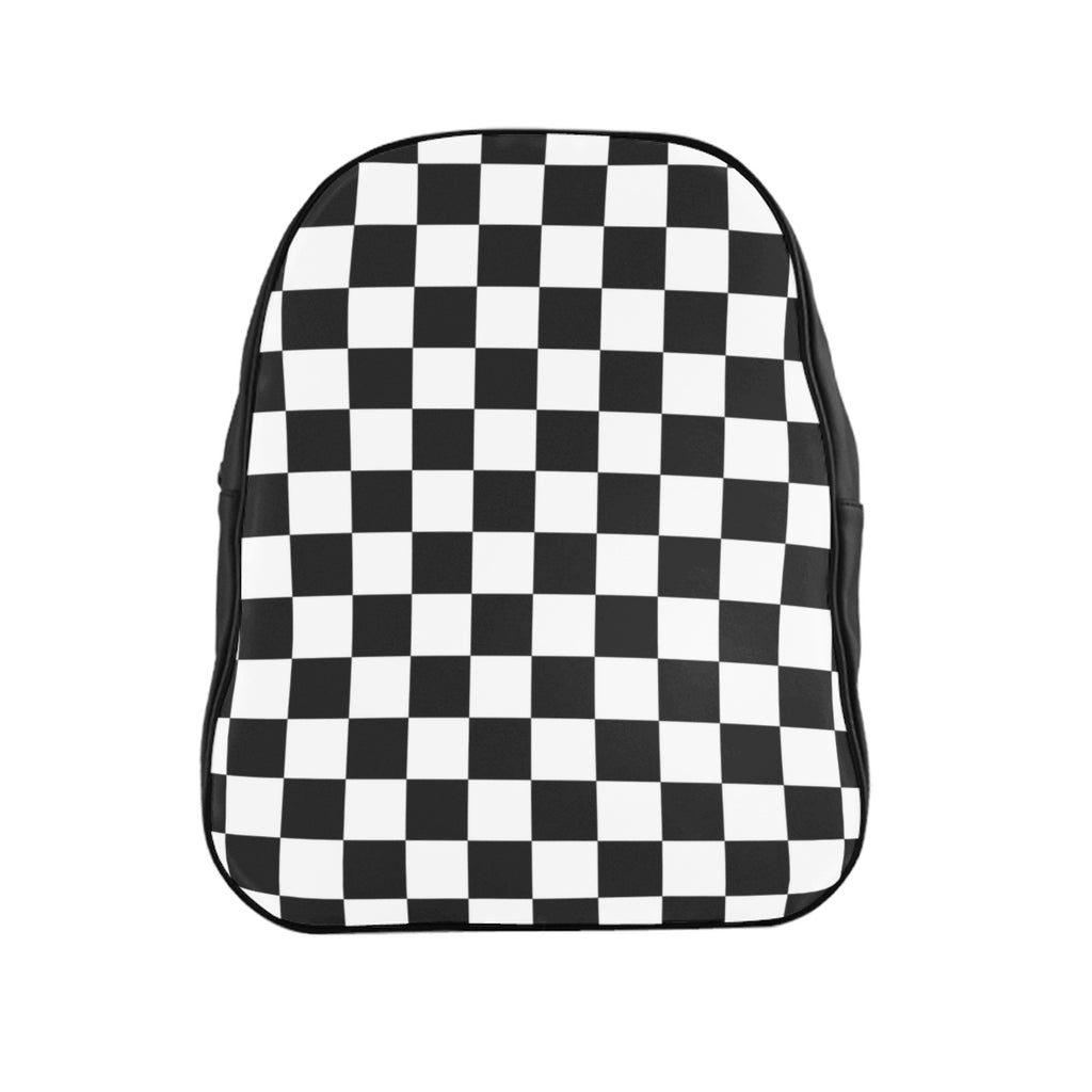 Checkered Backpack with Leather