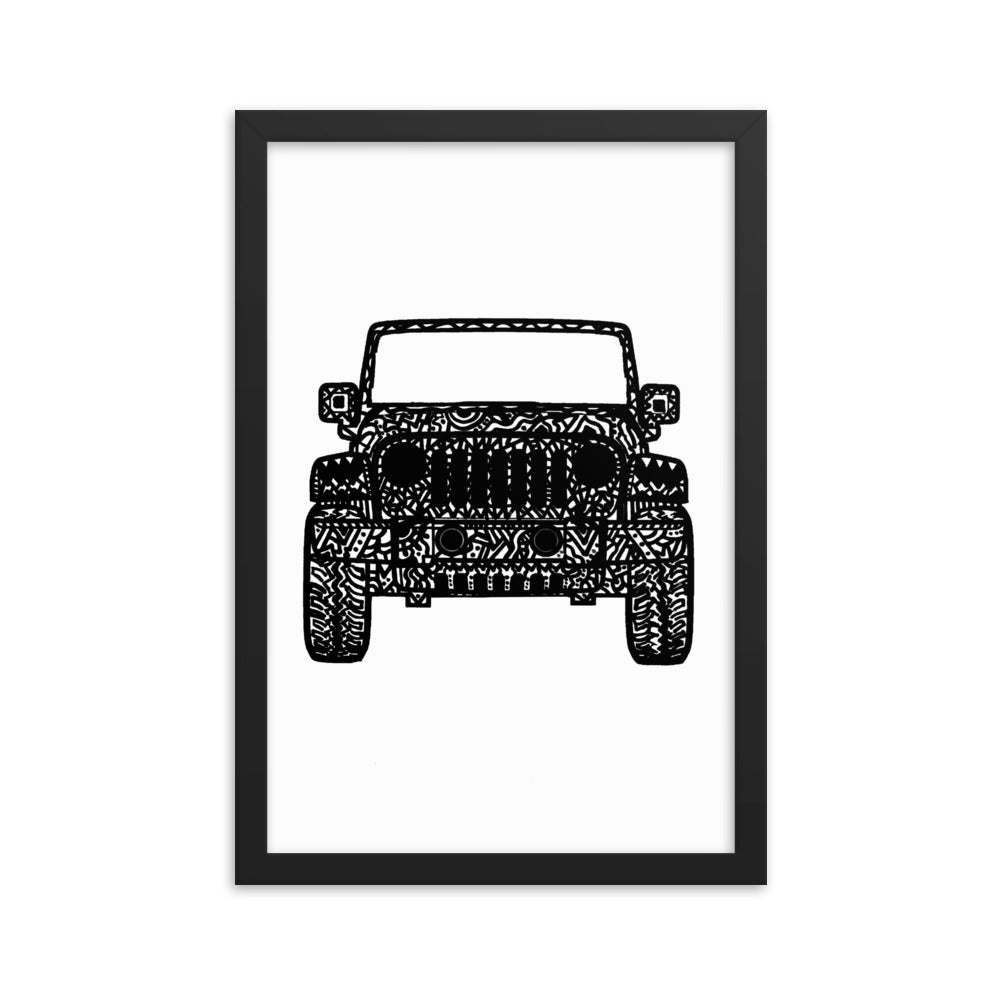 Framed Jeep Wrangler Drawing