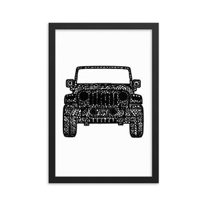 Framed Jeep Wrangler Drawing