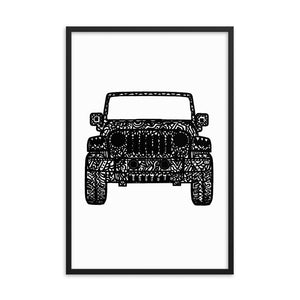 Framed Jeep Wrangler Drawing