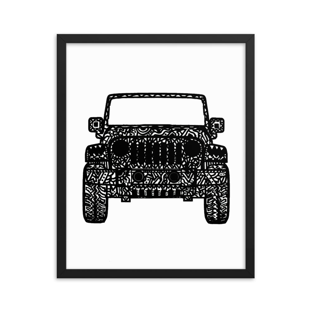Framed Jeep Wrangler Drawing