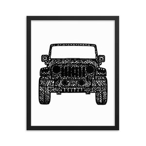 Framed Jeep Wrangler Drawing
