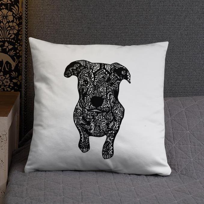 Hand Drawn Pitbull Throw Pillow