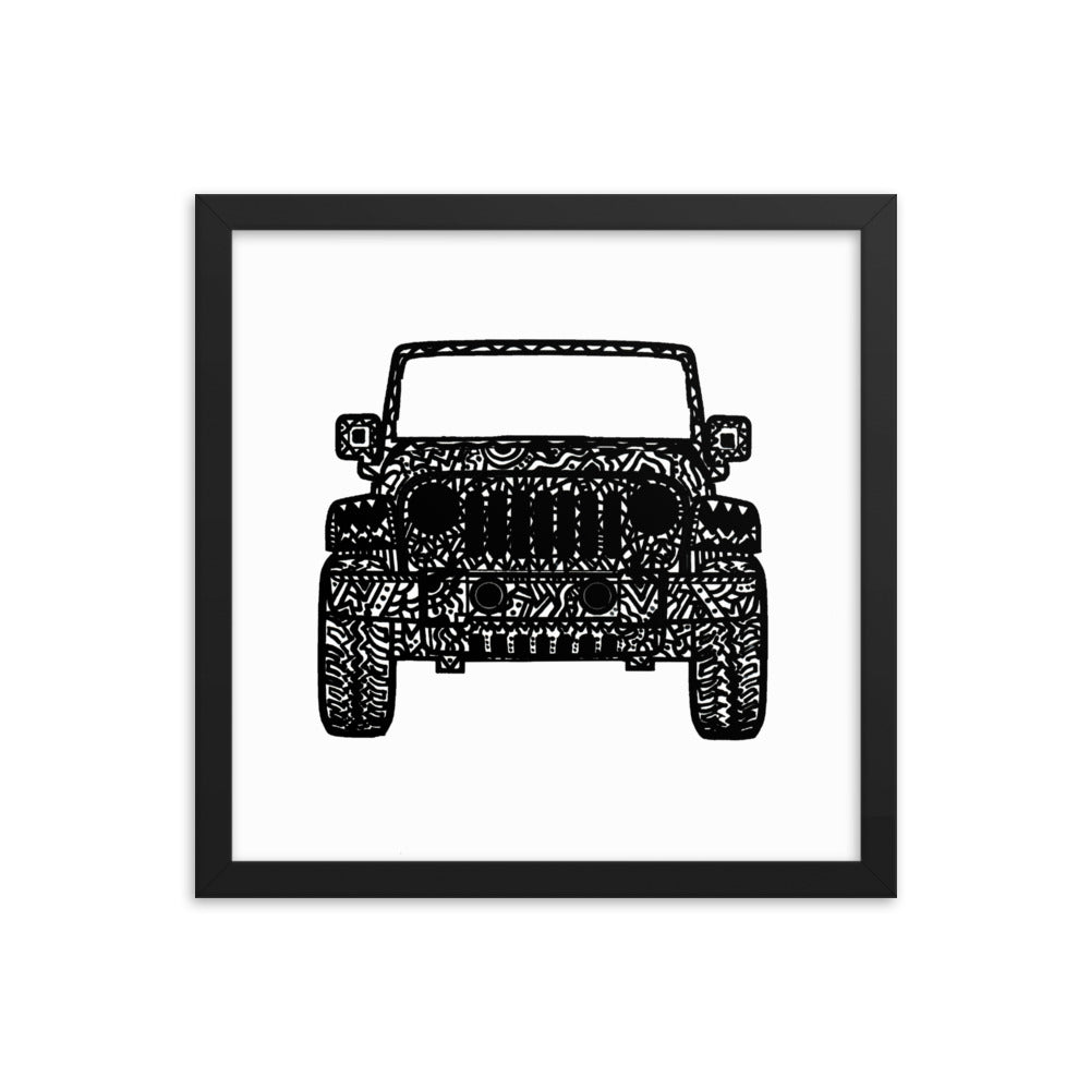 Framed Jeep Wrangler Drawing