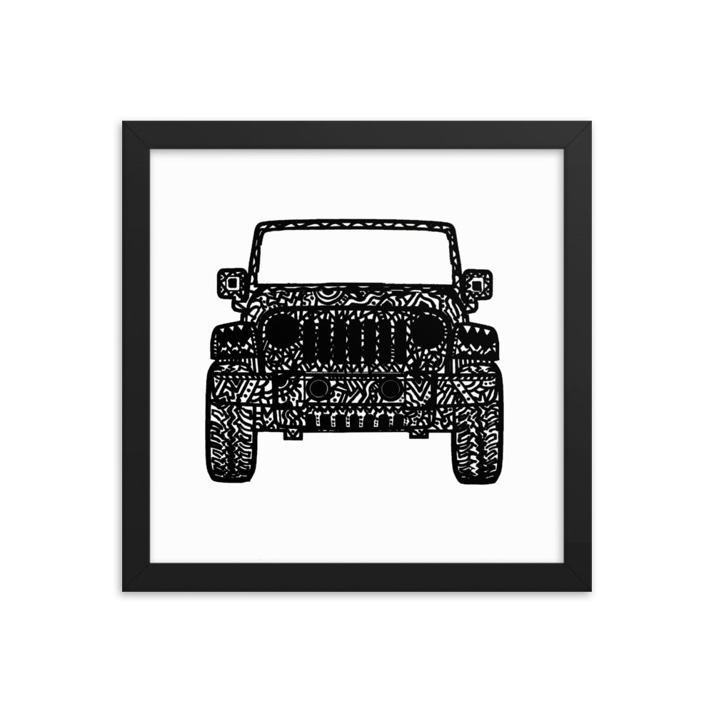 Framed Jeep Wrangler Drawing