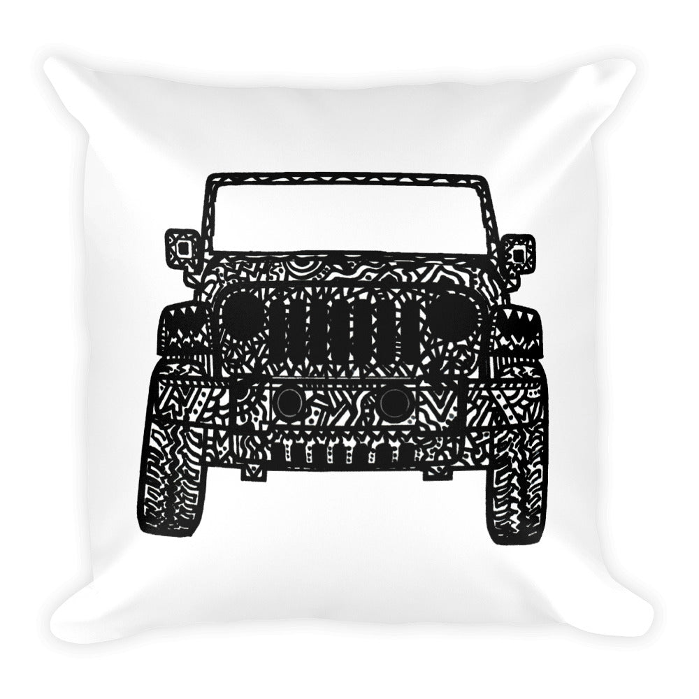 Hand Drawn Jeep Wrangler Pillow