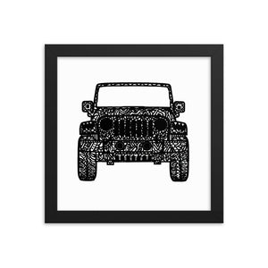 Framed Jeep Wrangler Drawing