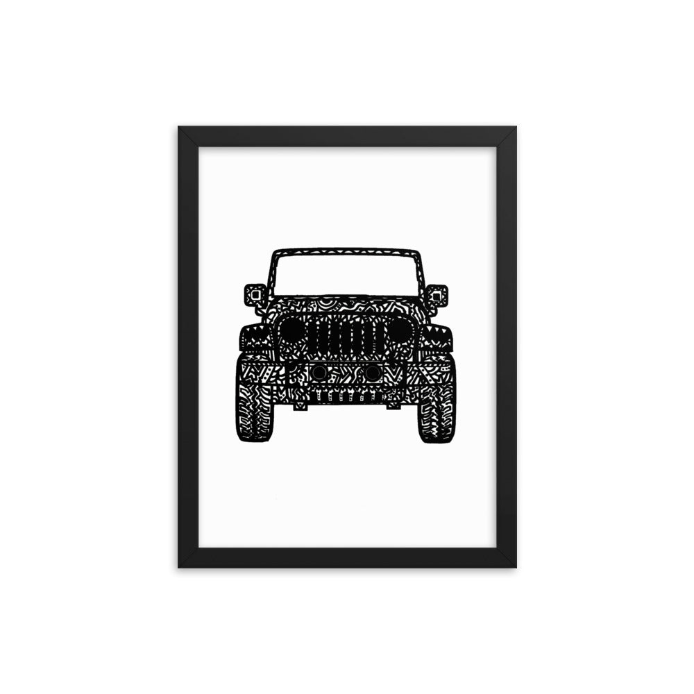 Framed Jeep Wrangler Drawing