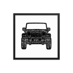 Framed Jeep Wrangler Drawing