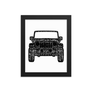 Framed Jeep Wrangler Drawing