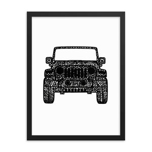 Framed Jeep Wrangler Drawing