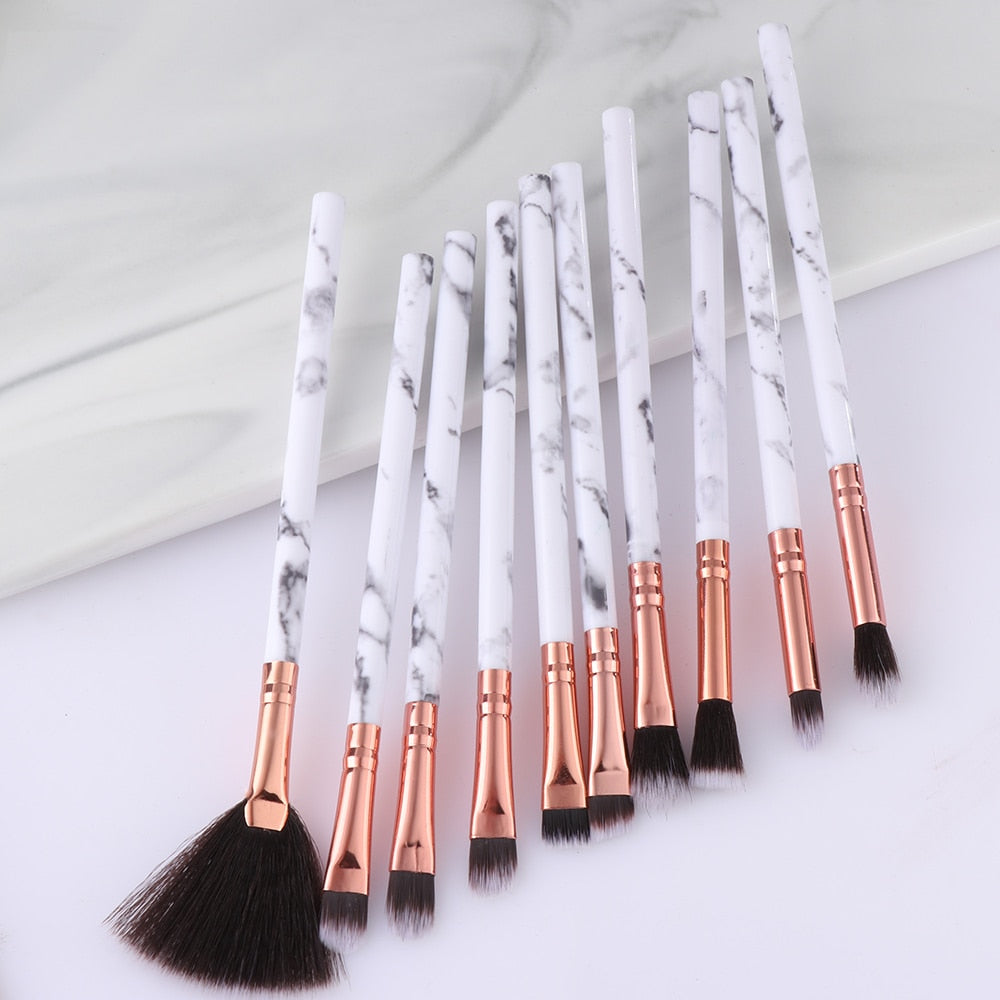 10pcs White Marble Makeup Brush Set