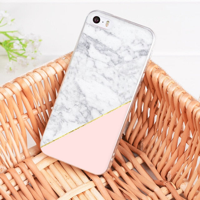 Pink & White Marble Phone Case