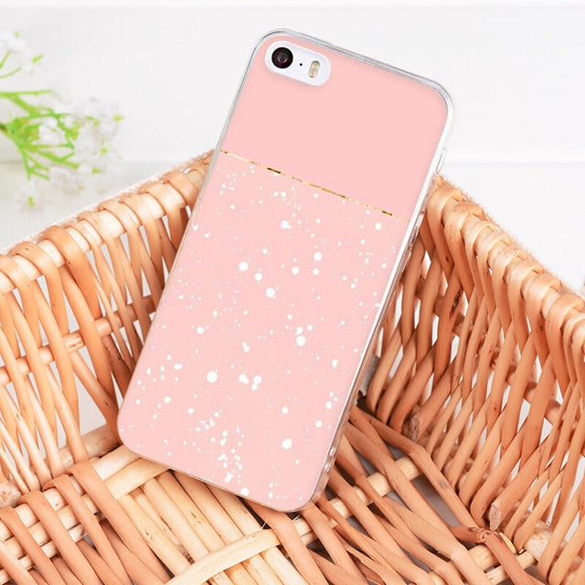 Pink & White Marble Phone Case
