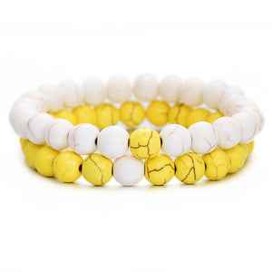 White & Black Marble Bracelets 2Pcs/Set