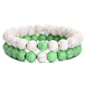 White & Black Marble Bracelets 2Pcs/Set